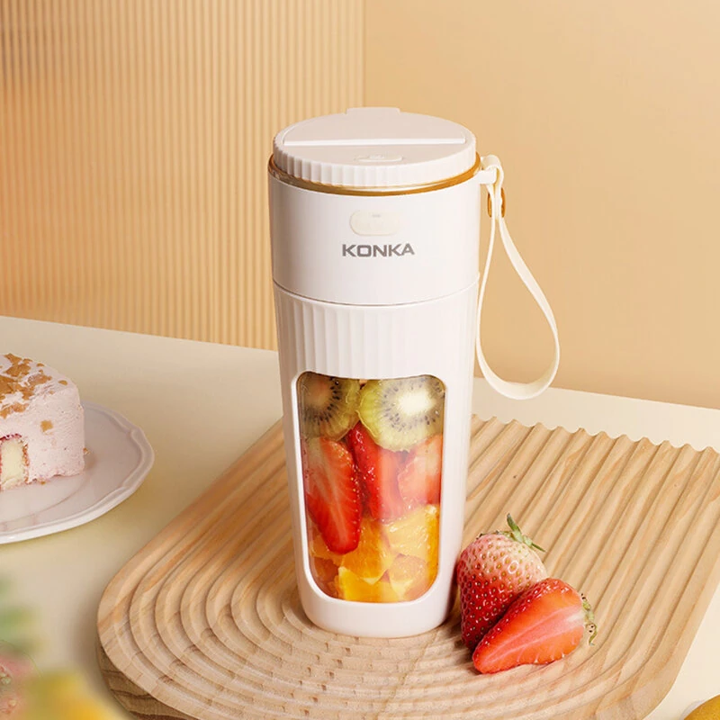 (image for) KONKA Mini Electric Fresh Juicer 10 Blades Powerful Crushed Ice Wireless Portable Blender Juice Extractor Bottle Smoothie Mixer